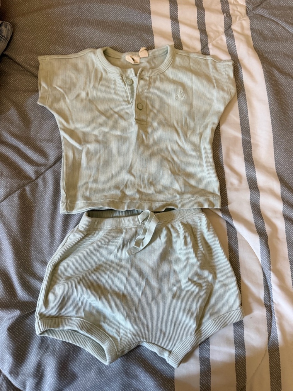 GAP Light Sage Ribbed Baby Henley One-Piece